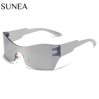 fashion rimless women sport sunglasses men dazzling reflective wrap shape outdoor lens uv400 eyewear glasses bicycle goggles