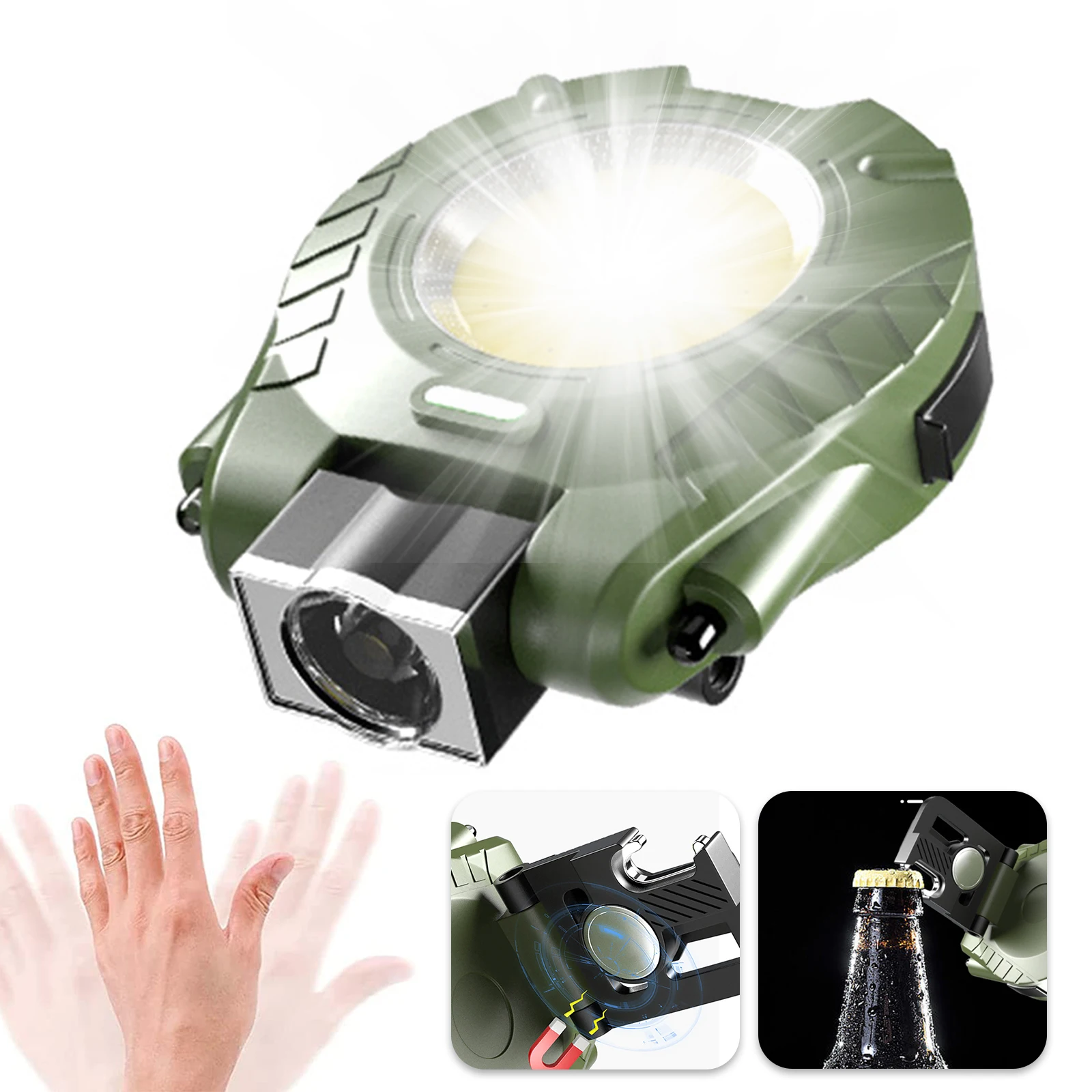 

USB Head Light Torch 3.7V 500mAh LED+COB Emergency Light Torches Strong Magnet 4 Modes IPX4 Waterproof for Night Fishing Cycling