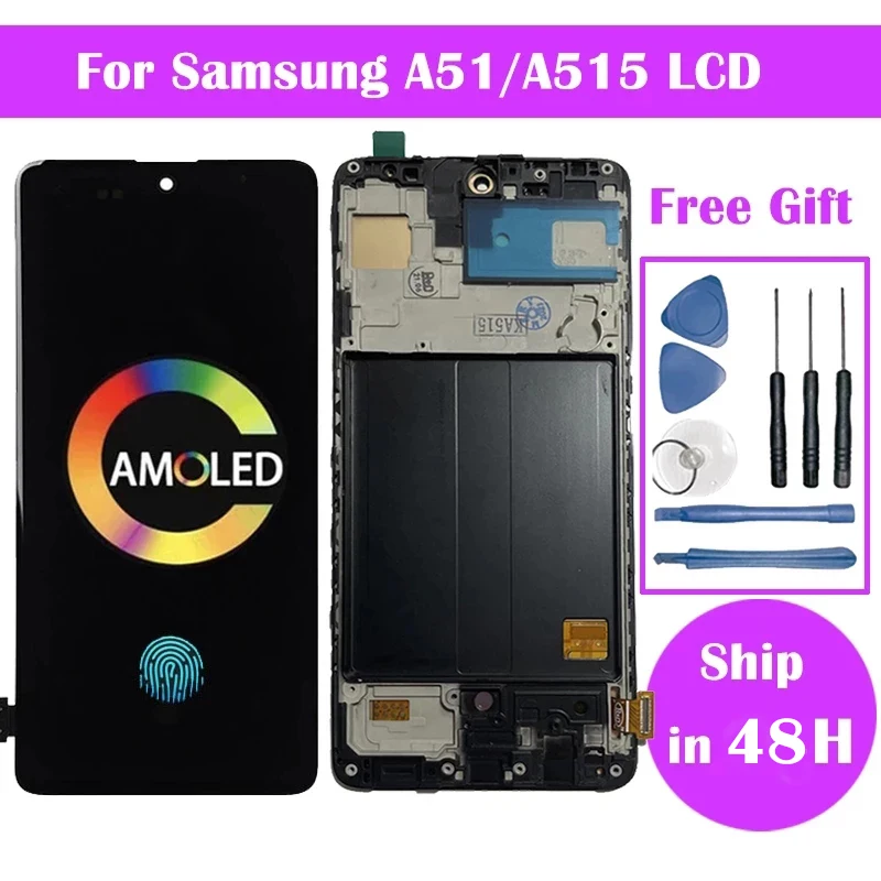 

. Super Amoled For Samsung Galaxy A51 Display A515 LCD Display Touch Screen Digitizer Assembly For Samsung A515 A515FN/DS A515F