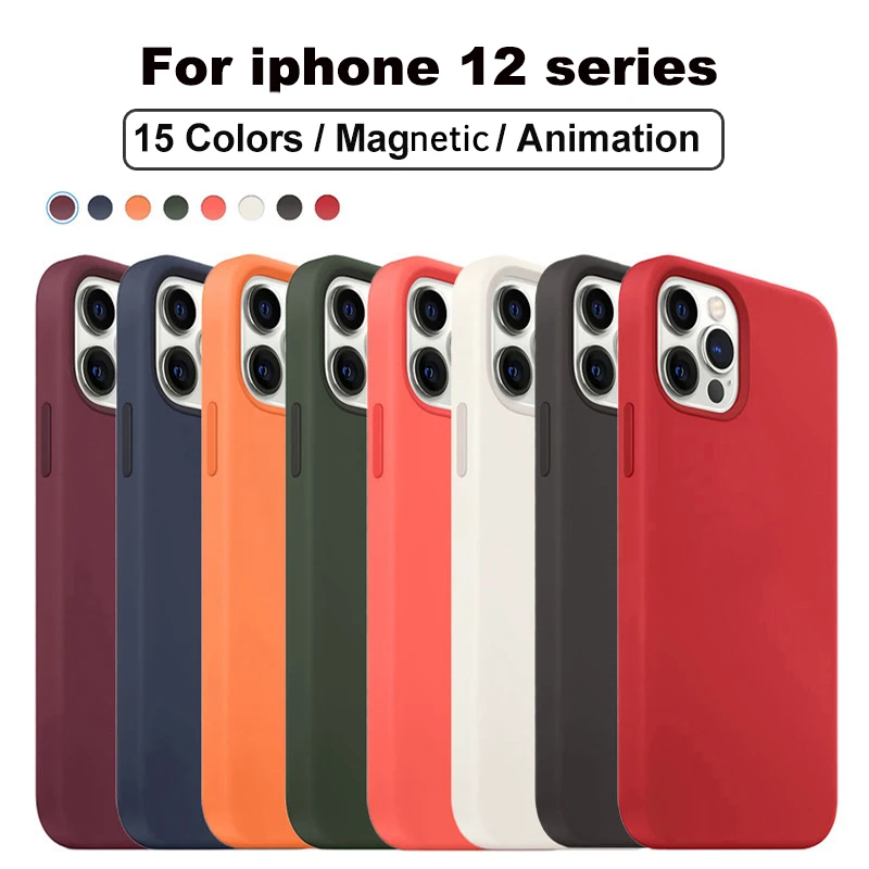 

Magnetic Animation Silicone Case for Apple iPhone 12 Pro Max Mini Magnet iPhone12 Mag Wireless Safe 12Pro Cover