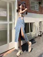 feynzz ins simple fashion skirt printing new natural waist trend japanese long skirt female solid color street a line skirt