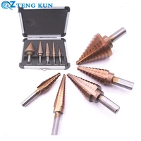 hss 4241 inch cobalt step drill bit kit multi function titanium plated hole opener wooden metal step taper drill 50 sizes