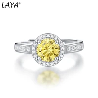 laya finger ring for women round brilliant cut yellow moissanite test passed diamond 100 925 sterling silver fine jewelry
