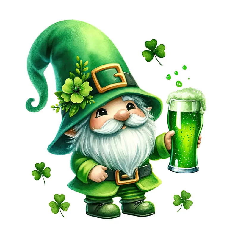 Зеленые наклейки на стену с гномом