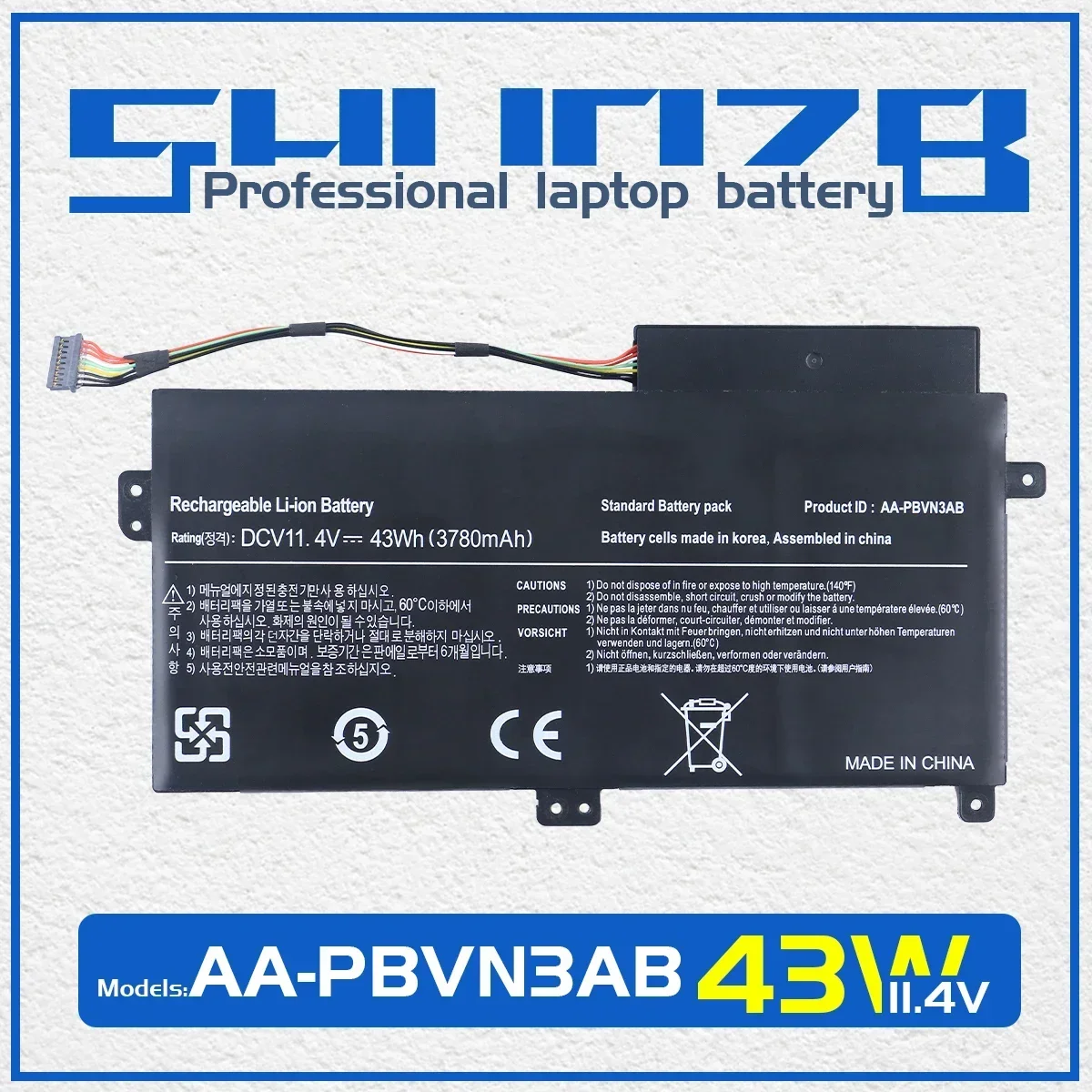 SHUOZB AA-PBVN3AB Аккумулятор для ноутбука SAMSUNG NP370R4E NP370R5E NP370R5V NP450R4E NP450R5E NP450R4V NP450R5V NP470R5E