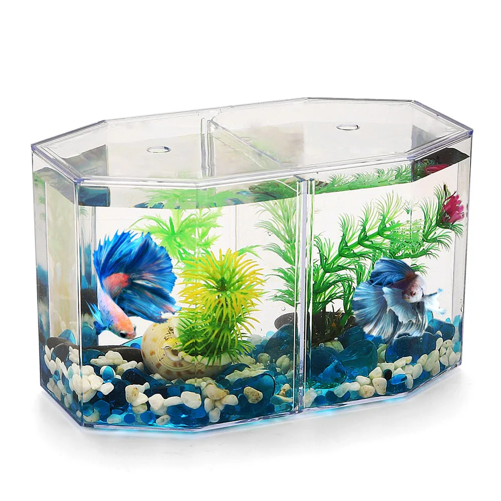 

Mini Acrylic Guppy Fish Tank Aquarium Betta Fish Bowl Transparent Aquarium Hatchery Breeding Isolation Box Landscape Decoration