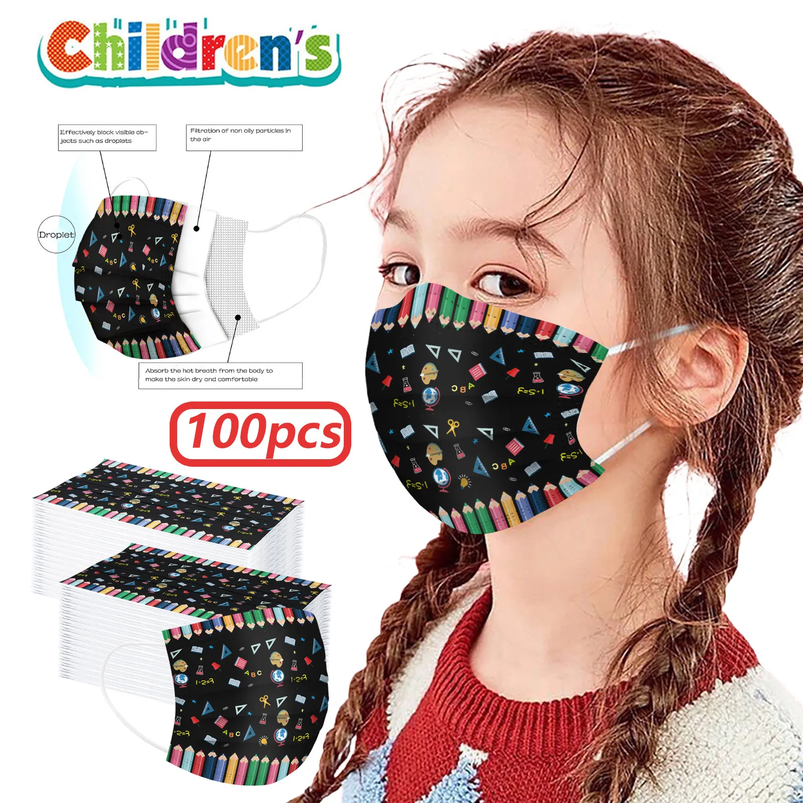 

10/20/50/100pcs Children Protective Mask Cartoon Dinosaur Face Mask For Kids Child Girls 4ply Filter Pm2.5 Masks Earloop Facemas