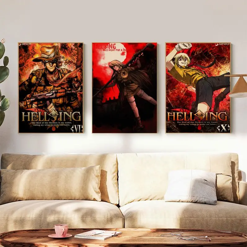 

Hellsing Vintage Posters Kraft Paper Sticker Home Bar Cafe Stickers Wall Painting