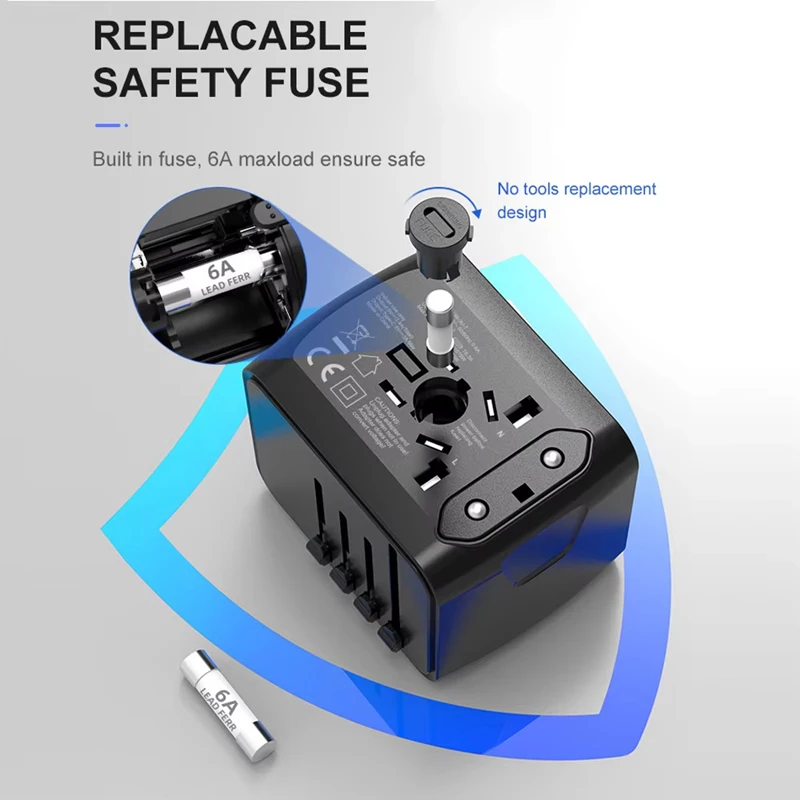 Универсальный дорожный адаптер с 4 USB-портами