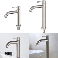 bathroom counter basin faucet water tap kitchen 304 stainless steel silver single cold sink waterfall faucet waste deck