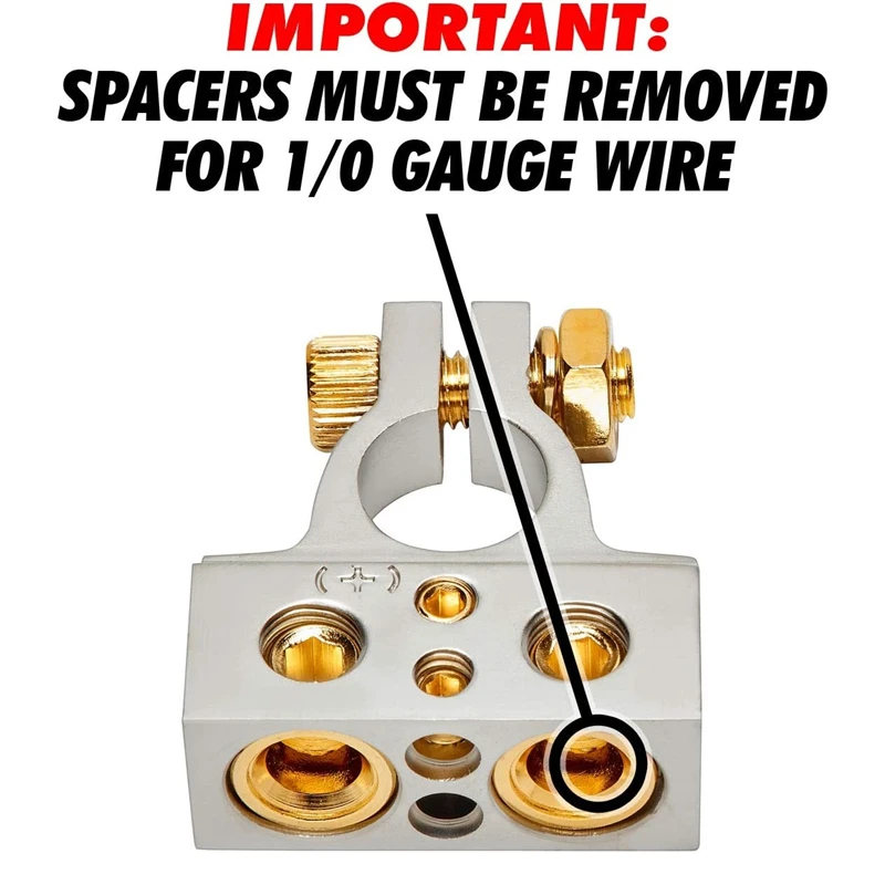 

2PCS Car Battery Terminal Connector Top Post Negative Positive 0/4/8/10 Gauge AWG