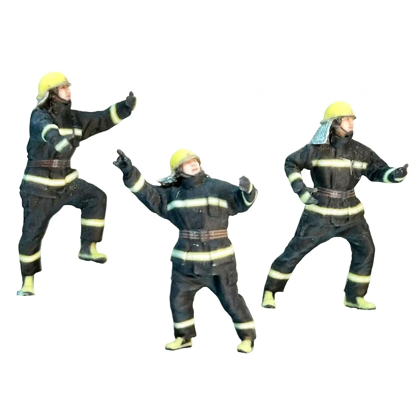 

3 Pieces Miniature Firefighter Figures Model Trains People Figures for Photography Props Dollhouse DIY Scene Diorama Layout