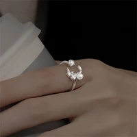 ins fashion irregular star moon pearl open rings for woman korean butterfly daisy flower bowknot adjustable finger ring jewelry