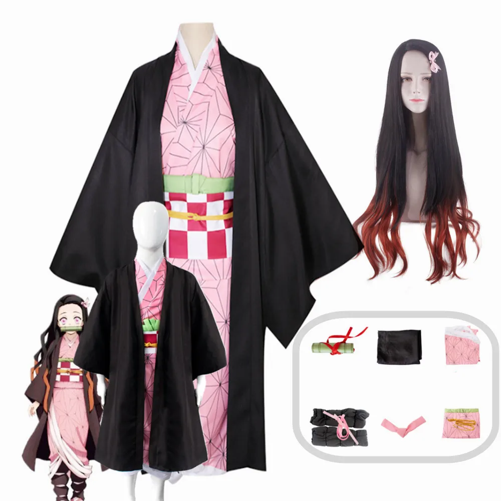 

Adult Kids Anime Demon Slayer Kimetsu no Yaiba Kamado Nezuko Kimono Cosplay Costume Clothes cosplay
