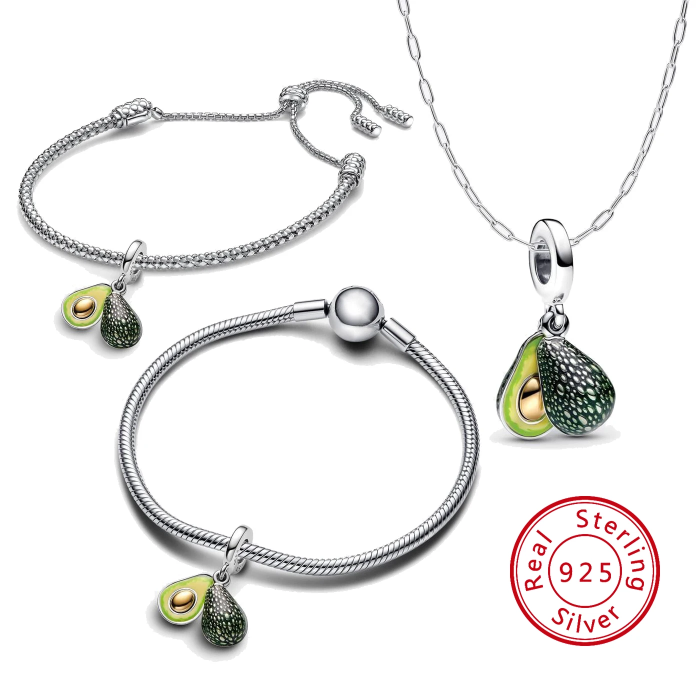 Комплект Ювелирных Изделий Из Стерлингового Серебра 925 Пробы С Авокадо - Браслет