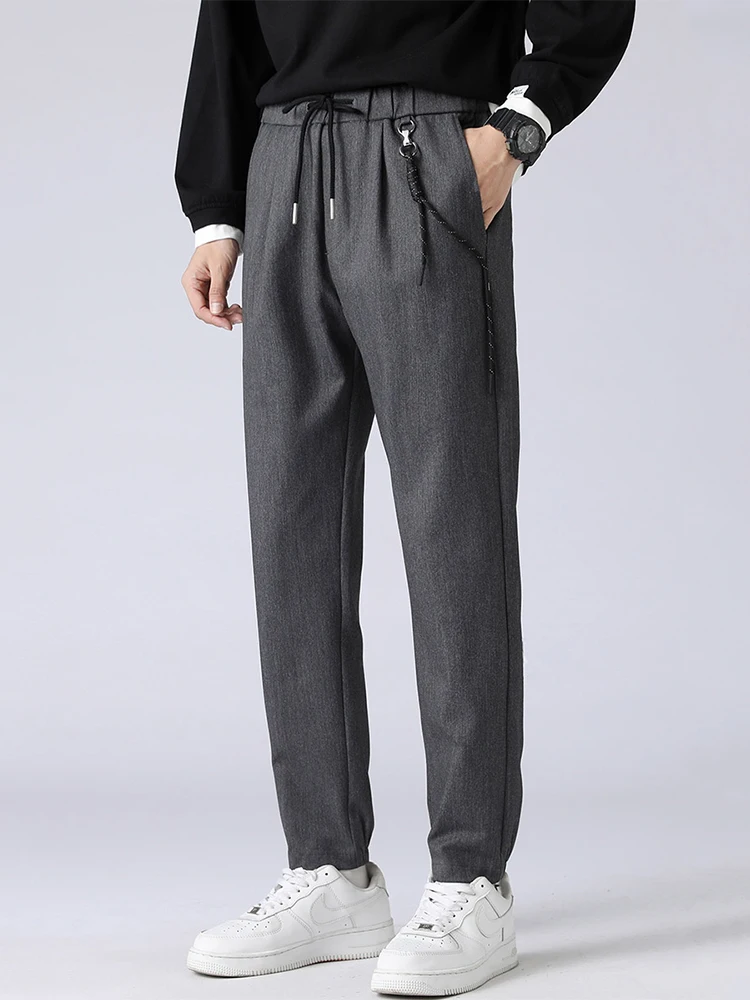 

2022 New Spring Summer Casual Suit Pants Men Slim Fashion Solid Color Drawstring Harajuku Streetwear Business Jogger Trousers