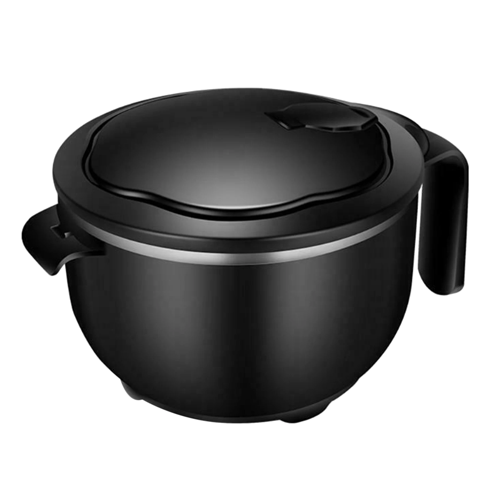 

Round Instant Noodle Bowl with Lid and Handles Stainless Steel Bowl Large Capacity Kitchen Noodle Bowl Black