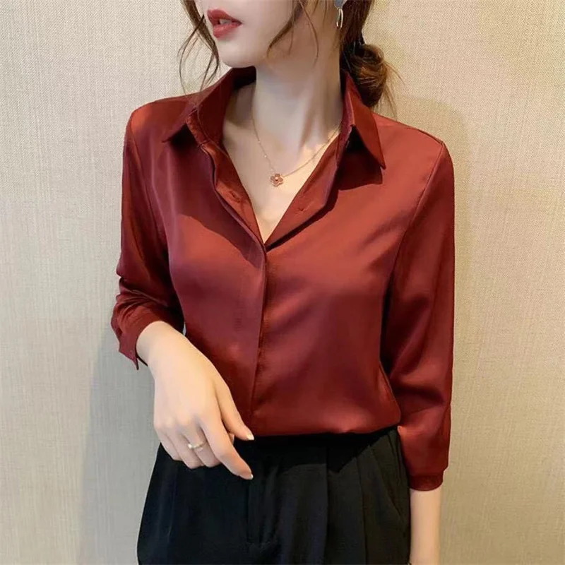 

Camisas E Blusas Mujer Moda 2023 Office Shirt & Blouse Solid Long Sleeve Shirts for Women Oversized Tops Simple Roupa Feminina