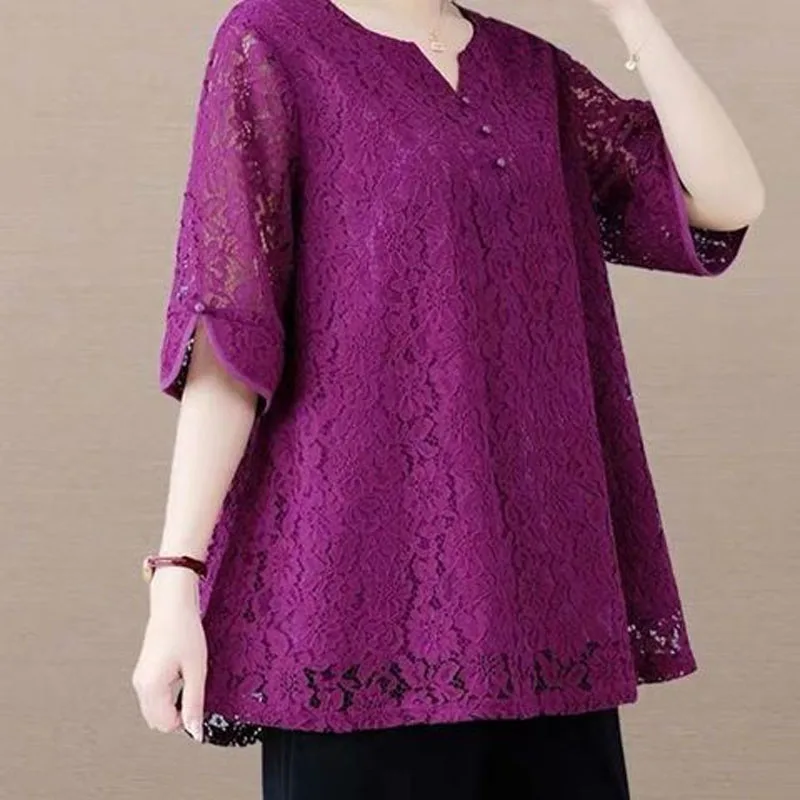 Модные элегантные однотонные кружевные топы женская одежда летняя простая