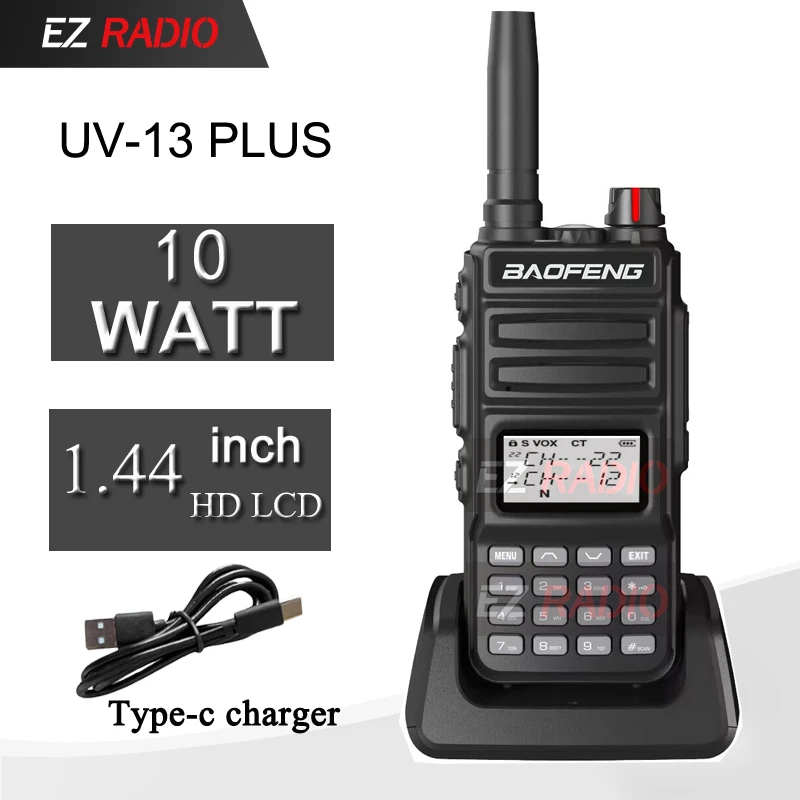 

Портативная рация Baofeng UV13 Max Plus, Двухдиапазонная радиостанция CB Long Range UV 13 V1 V2 Ham, 10 Вт, Type-C UV 5R 82 13 UV16