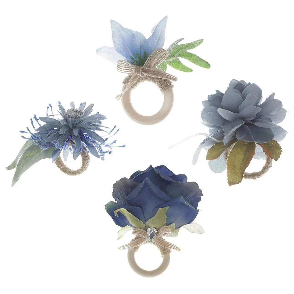 

Napkin Buckles Flower Rings Clasps Holder Exquisite Simulation Wedding Delicate Clamp Decorative Buckle Shaped Set Ring