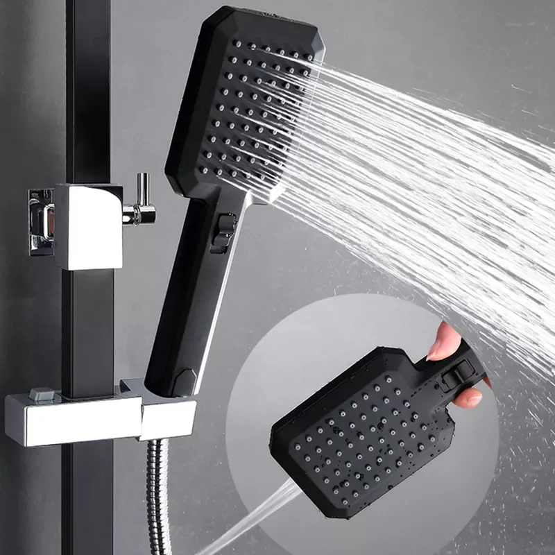 

Luxury Matte Black Bathroom thermostatic Shower Faucet Set White Bathtub Shower Mixer Tap 3-way Shower Mixe
