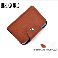 bisi goro 2022 new men wallet women genuine leather 26 bits id credit card case holder passport money bags slim fashion purse