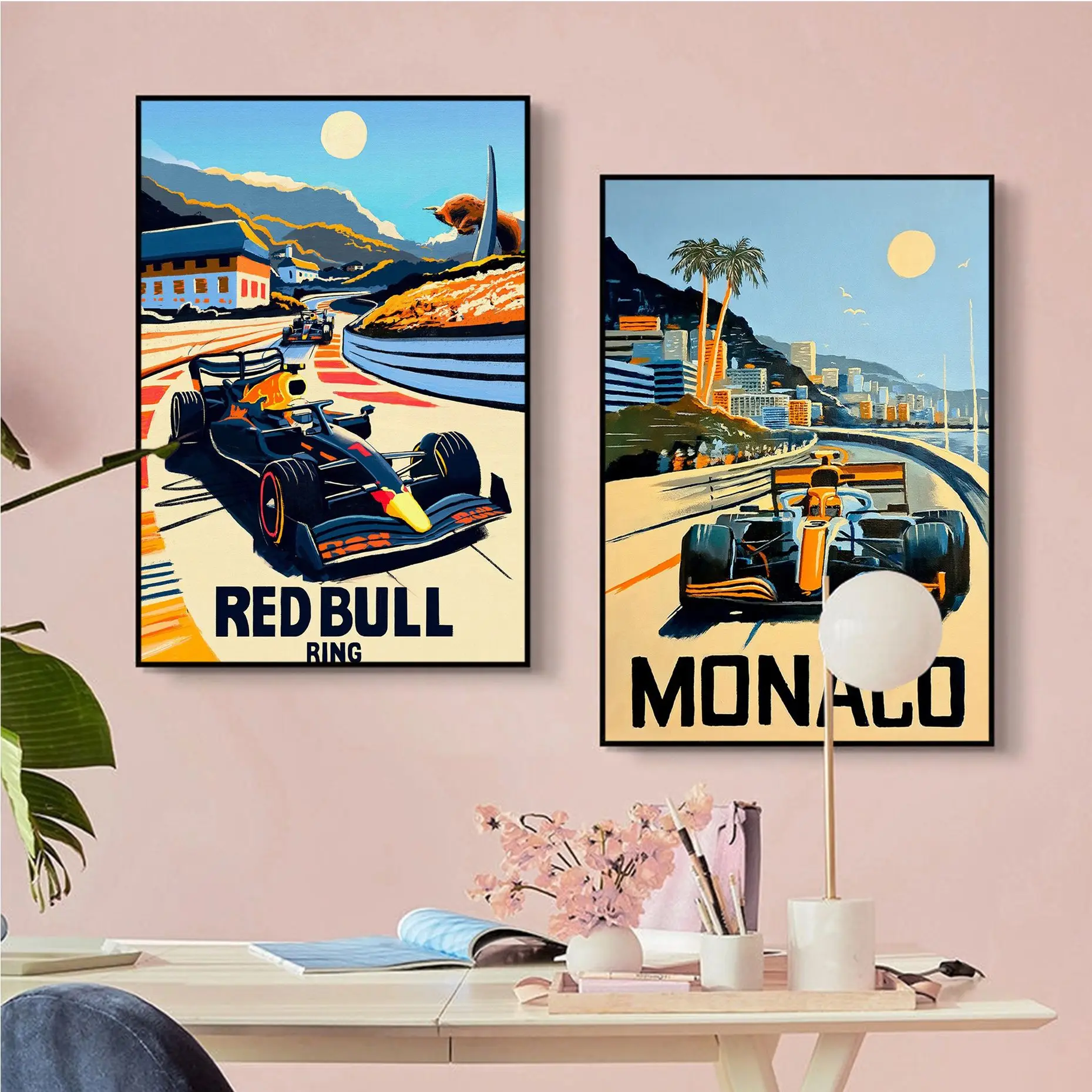 

2022 F1 Neon City Watercolor Racing Car Classic Vintage Posters Vintage Room Home Bar Cafe Decor Aesthetic Art Wall Painting