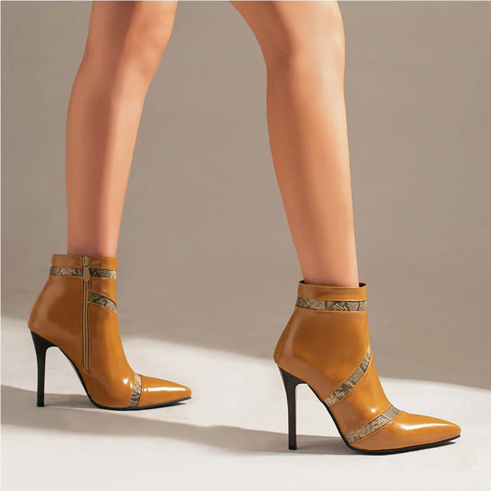 DoraTasia Popular New Ladies Elegant Pumps Thin High Heels Snakes Veins pointed-toe Ankle Boots Woman Sexy Winter Shoes Female