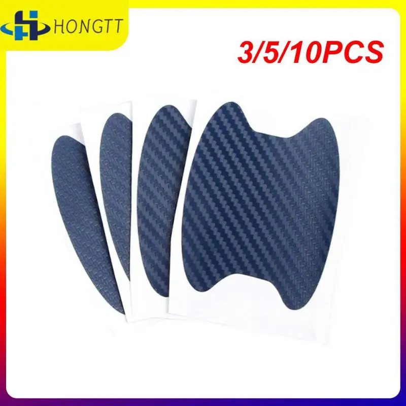 

3/5/10PCS Multifunctional Car Door Handle Cup Scratch Protective Stickers Carbon Fiber Texture Auto Door Bowl Sticker Waterproof