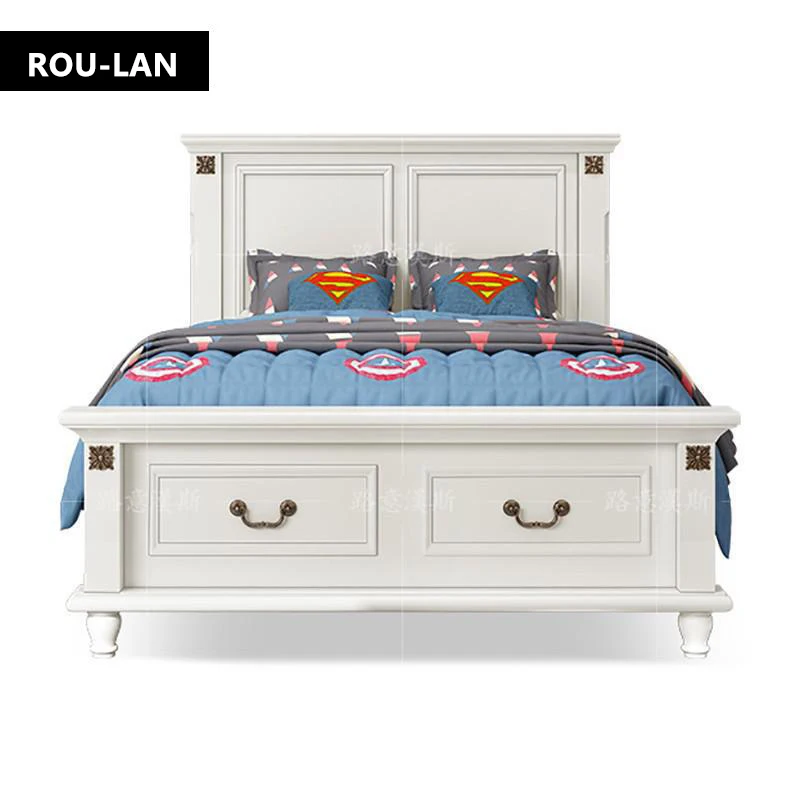 

ROU LAN Furniture Bedroom Modern Single Kids Bed Solid Wood Boys & Girls Children Bed Bedchamber Set