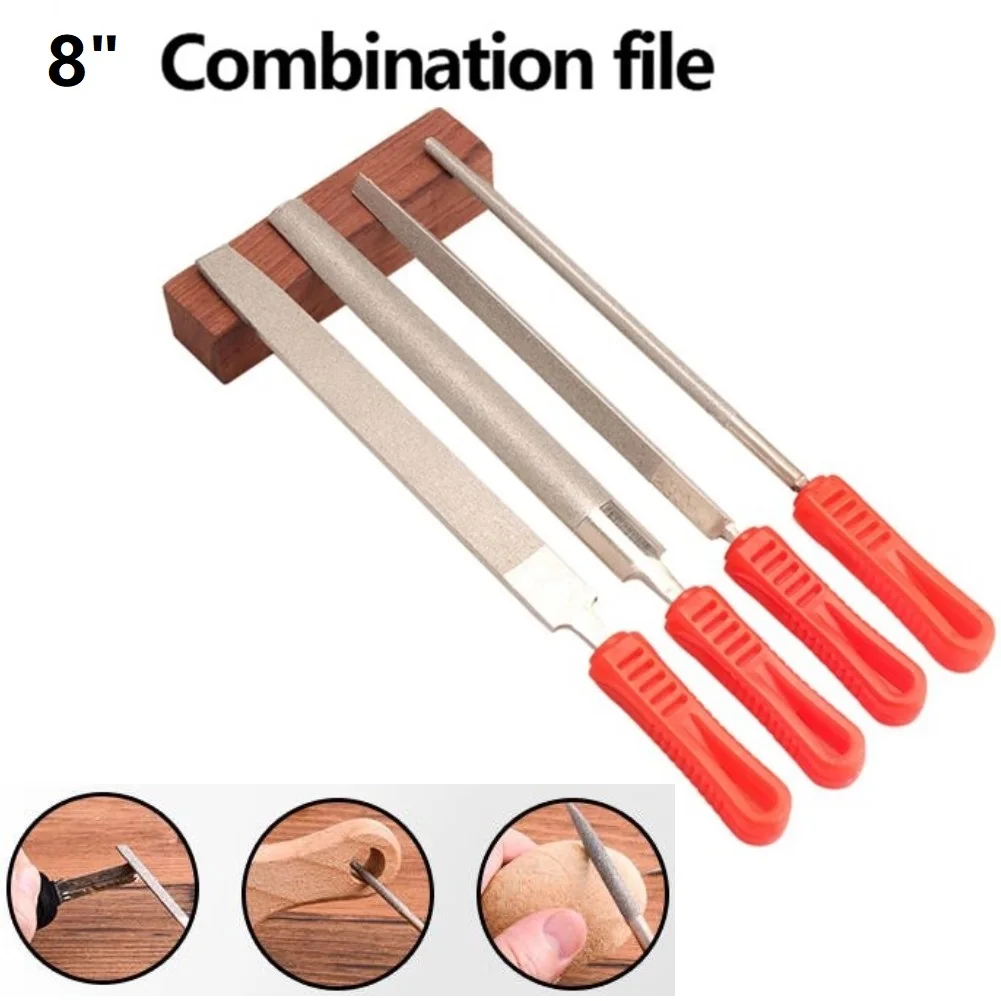 

8in Diamond Coating Needle File Flat/Half Round/Triangle Mini Needle Files Diamond File Ceramic Polishing Tool Hand Tools