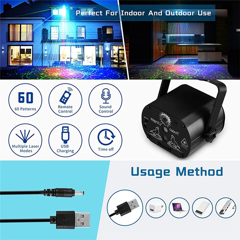 7 цветов светодиодный DJ дискотека лазерный звук стробоскоп сценический свет