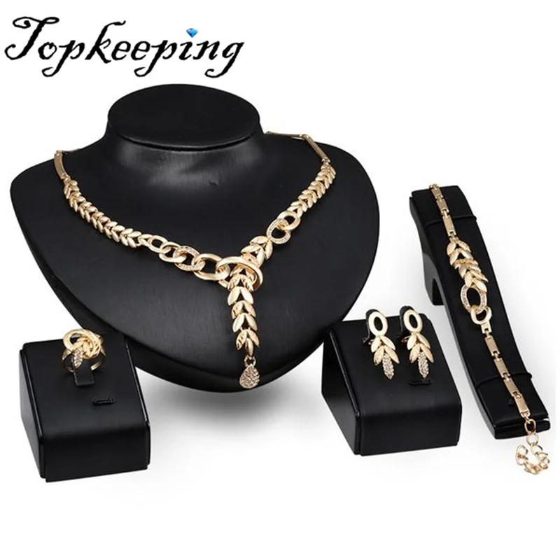 

Valentine's Day Gift Chunky European Jewelry 18K Pendant Design Austrian Crystal Necklace Bracelet Ring Earrings 4PCs Jewelry Se