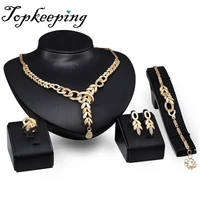 valentines day gift chunky european jewelry 18k pendant design austrian crystal necklace bracelet ring earrings 4pcs jewelry se