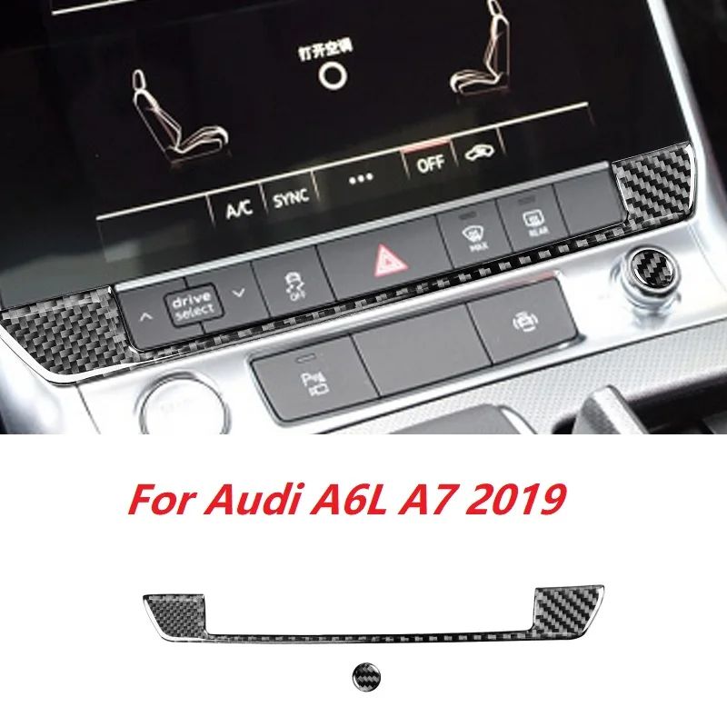 

Car styling Carbon Fiber Center Console Button Frame Decoration Stickers Fit For Audi A6L A7 Interior Auto Accessories