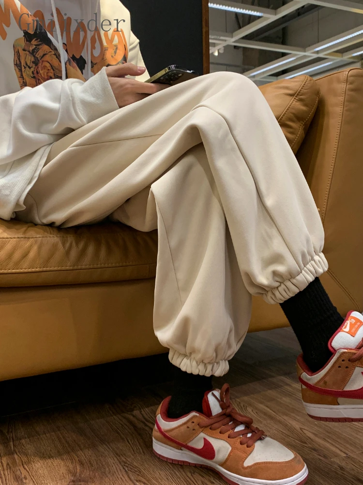 

Брюки мужские спортивные свободного покроя, уличные модные однотонные повседневные штаны, дизайнерский спортивный костюм в стиле хип-хоп, ...