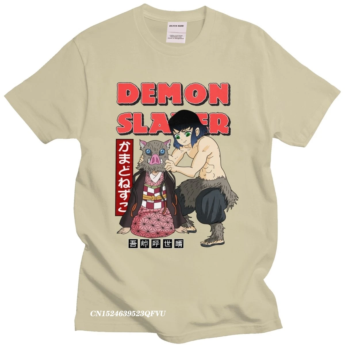 

Unique Demon Slayer T-Shirt Men Streetwear Kimetsu No Yaiba Camisas Men Nezuko And Inosuke Tshirt Cotton Tee Camisas