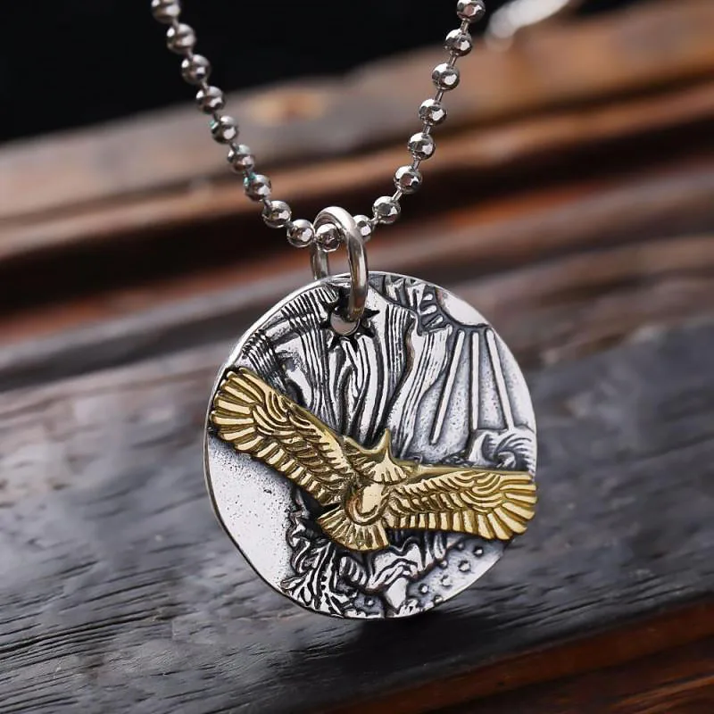 

Vintage Norwegian Miles Eagle Necklace Pendant Men's Punk Rock Party Viking Jewelry