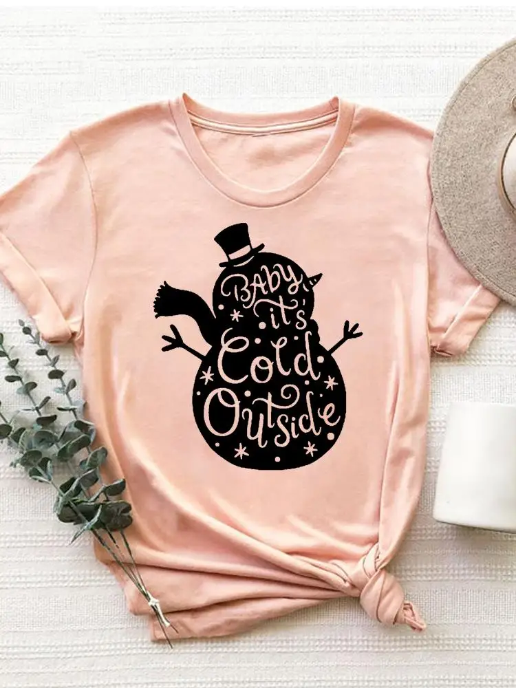 

Женская футболка с рисунком снеговика, в стиле 90-х