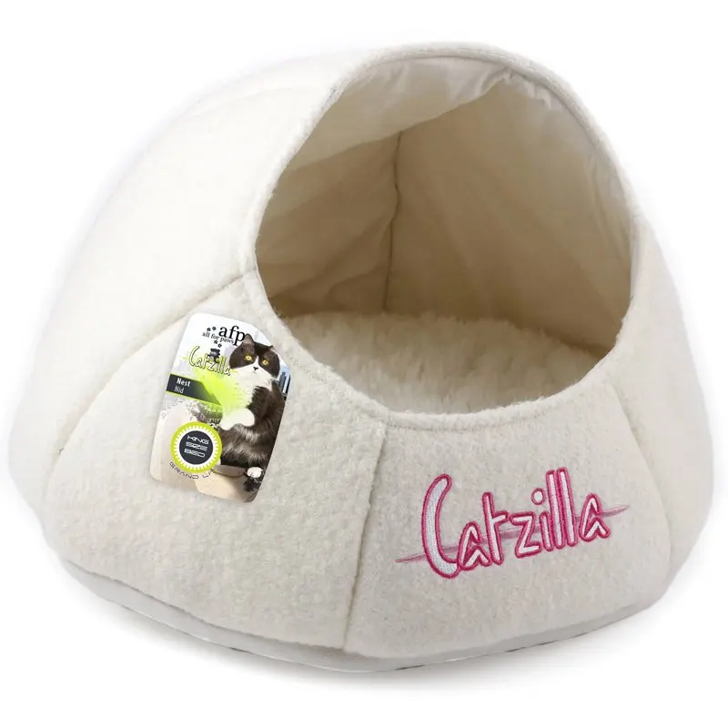 

Catzilla Cave Pet Cat Bed, White Soft Sleep House Cushion Pet Product Accessories