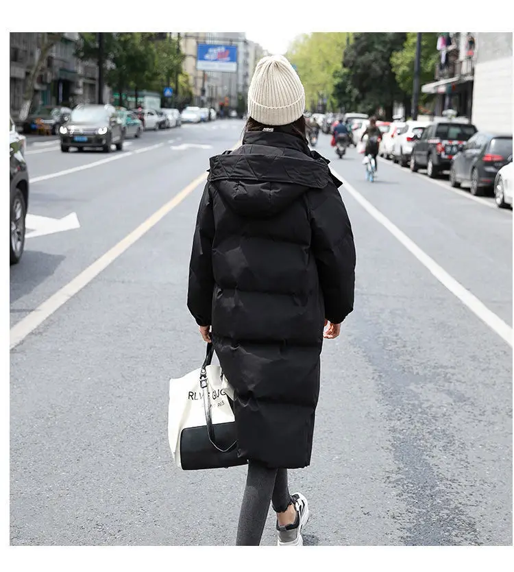 Winter Coat Long Quilted Jacket for Women Hooded Thicken Warm Padded Outerwear Snow Jacket Mid-Length Loose Long Winter Parkas