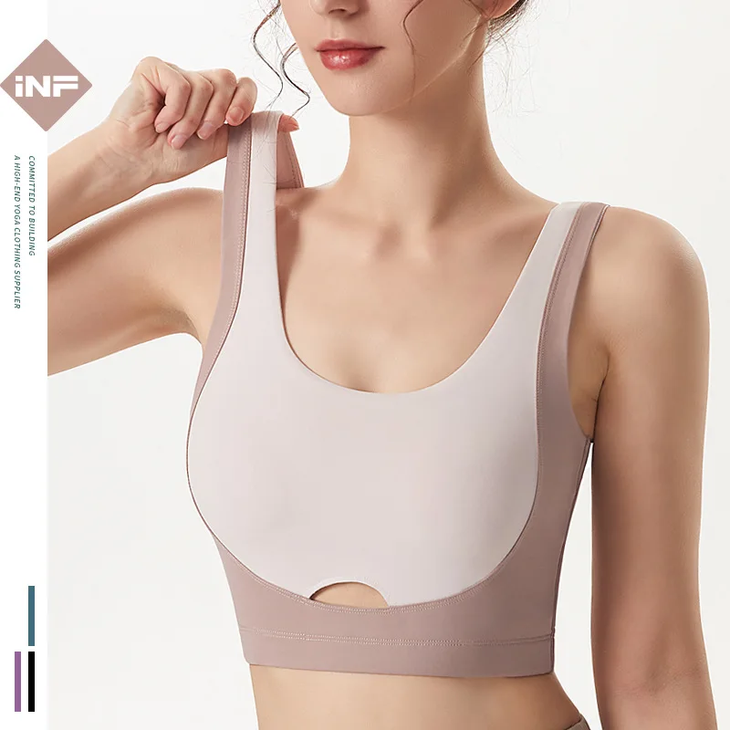 2022 new sports underwear ladies running yoga vest shockproof gather stereotyped fitness bra beautiful back bra