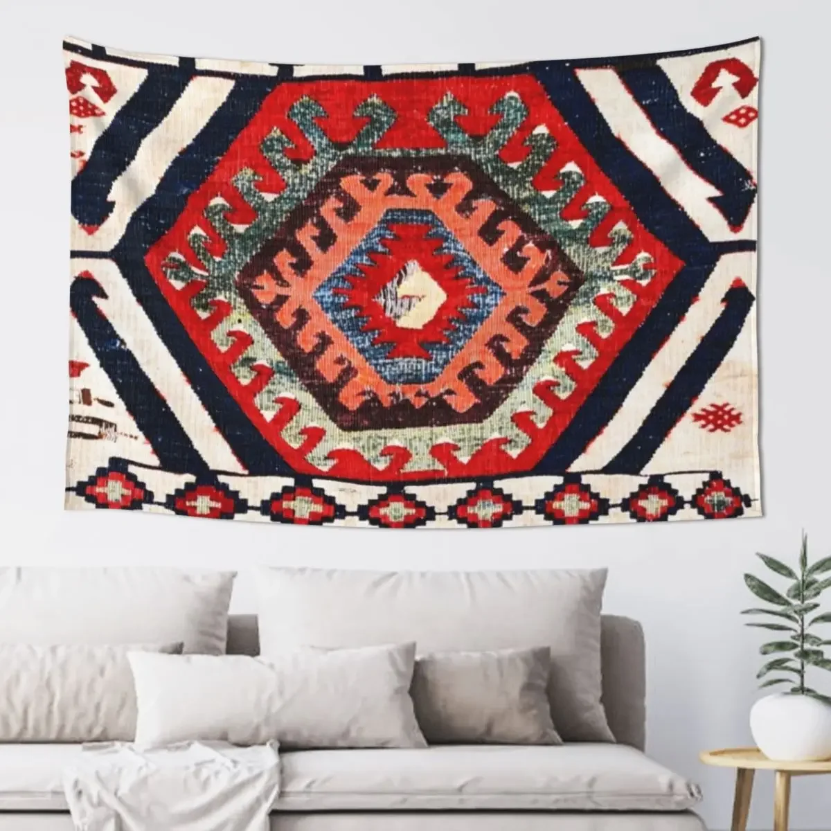 Hotamis Konya Центральный Анатолийский Фрагмент Kilim Гобелен с принтом Настенный ковер