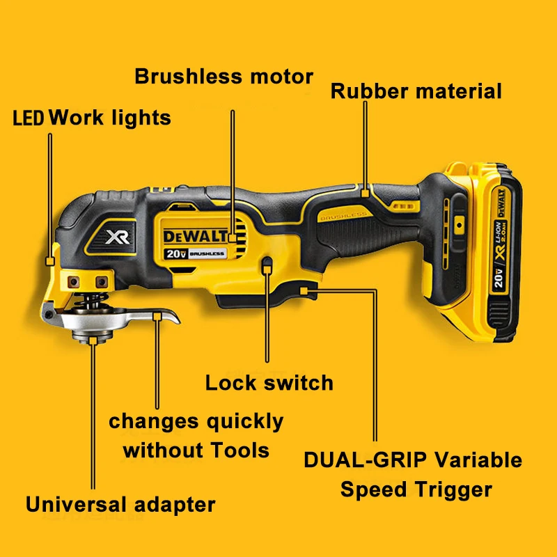 DEWALT DCS355B Бесщеточный аккумуляторный многофункциональный универсальный инструмент с осцилляционным движением 18V Max для резки / полировки. Без насадок.