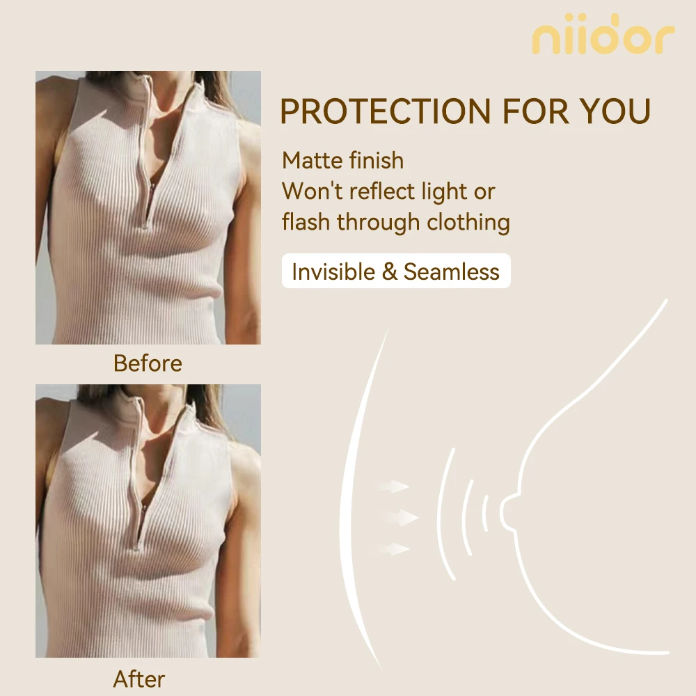Niidor Skin Colors Natural Silicone Nipple Covers Ultra Thin Invisible Adhesive Bra for Women Reusable Breast 6 Colors Boob Tape
