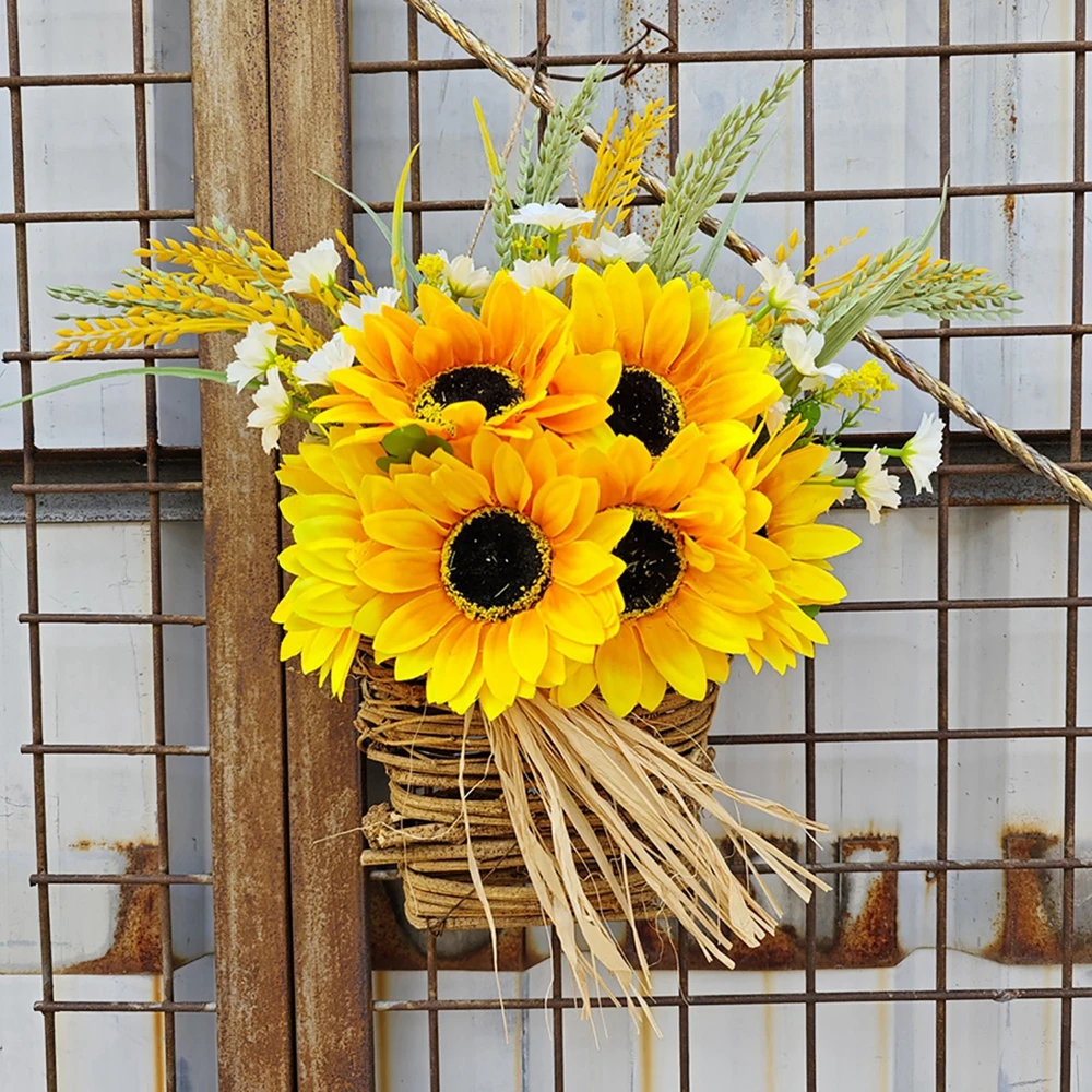 

Sunflower Wreaths for Front Door Autumn Wreath Farmhouse Fall Wreath Home Decor Baskets Wreath Thanksgiving Halloween Decoration