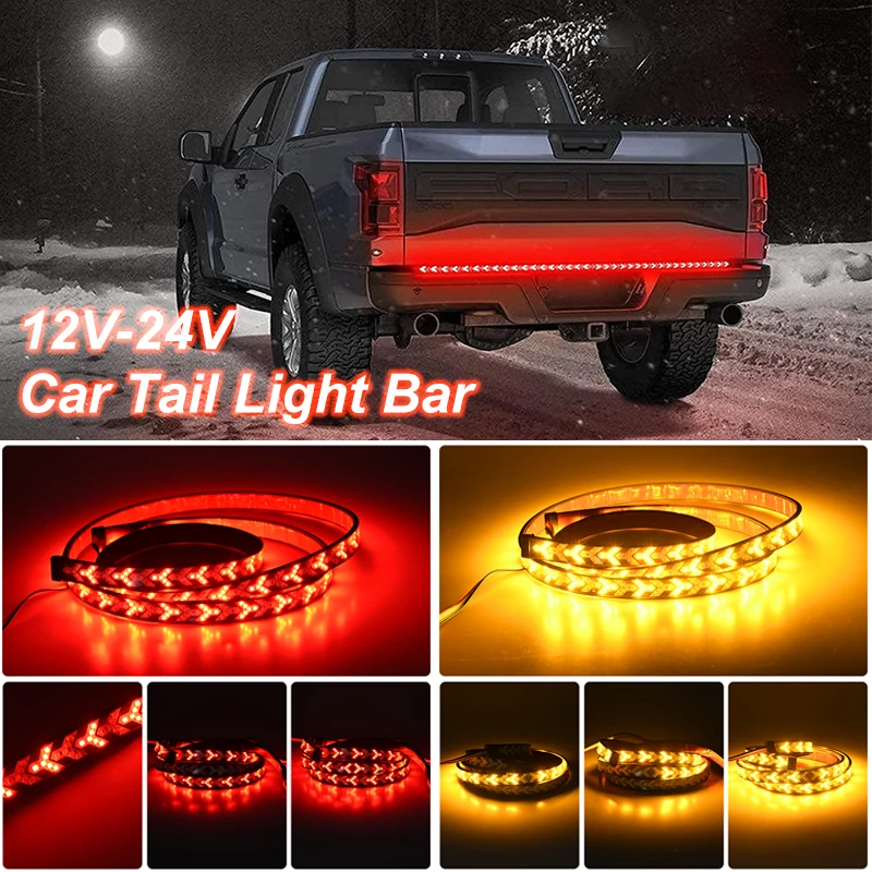 

For Jeep SUV Brake Light Strip 12V-24V Truck Tailgate Light Red Amber Pickup Turn Signal Truck LED with Red Running Brake Lights