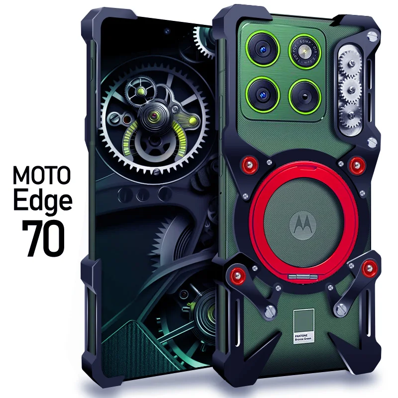 Фото Роскошный металлический защитный бронированный чехол для Motorola Edge 70 Edge 60 50 Pro Fusion Neo, вращающийся на 360 градусов кронштейн, задняя крышка №2