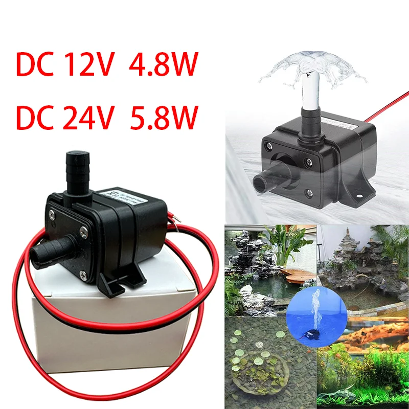

240L/H Miniature DC 12V 4.8W 24V 5.8W Brushless Motor Solar Cycle Diving Fountain Aquarium Garden Waterproof Silent Pump